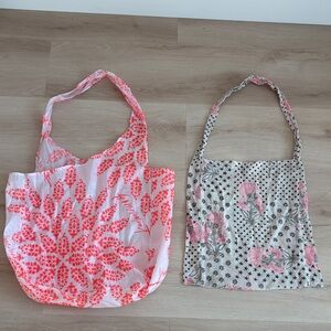 Free People Pink and White Floral Tote Set / FP movement / boho